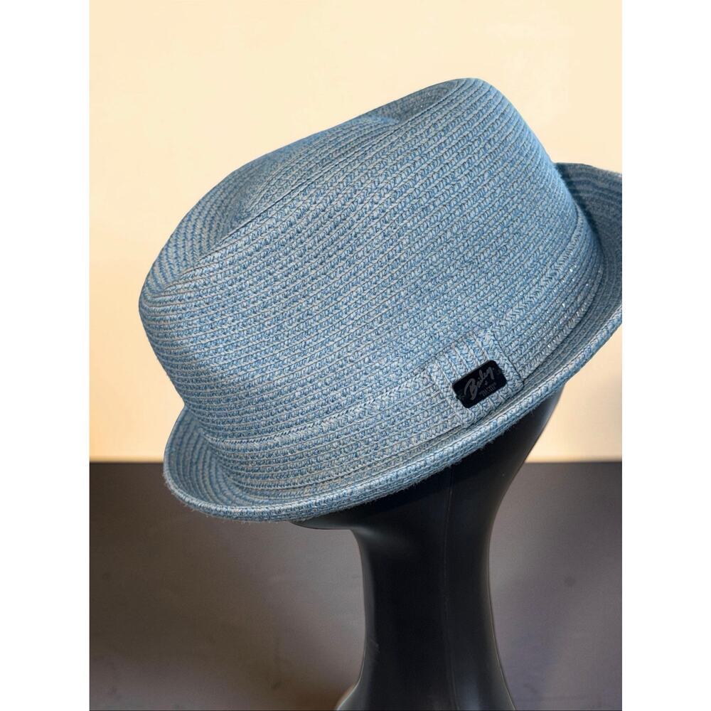 Bailey of Hollywood Light Blue Paper Blend Fedora Trilby Hat L Lightweight - Picture 9 of 11